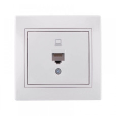 Розетка комп'ютерна RJ45 Lezard Mira білий 