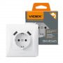 Розетка с заземлением+2 USB VIDEX Binera белая