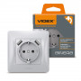 Розетка с заземлением+2 USB VIDEX Binera серебряный шёлк