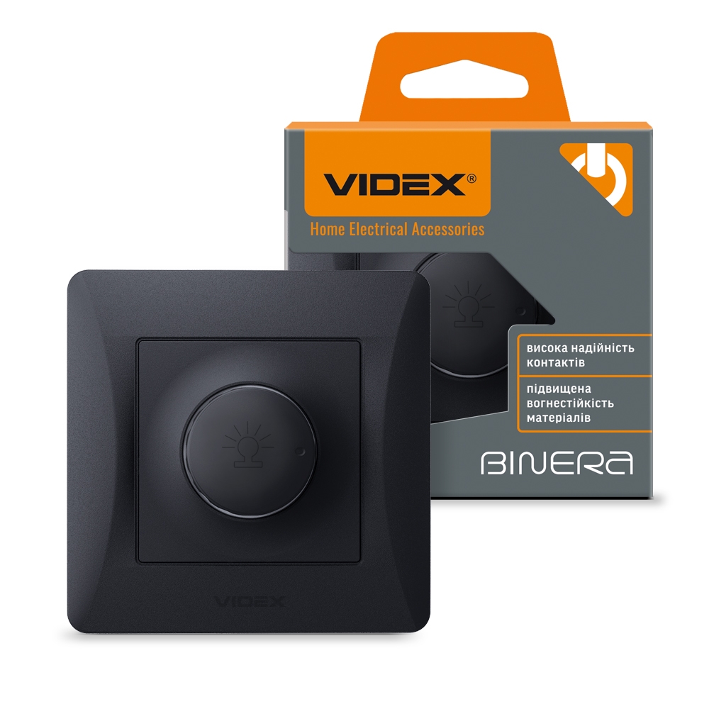 Дімер 600W Videx Binera чорний графіт