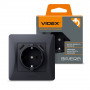 Розетка с заземлением+2 USB VIDEX Binera черный графит