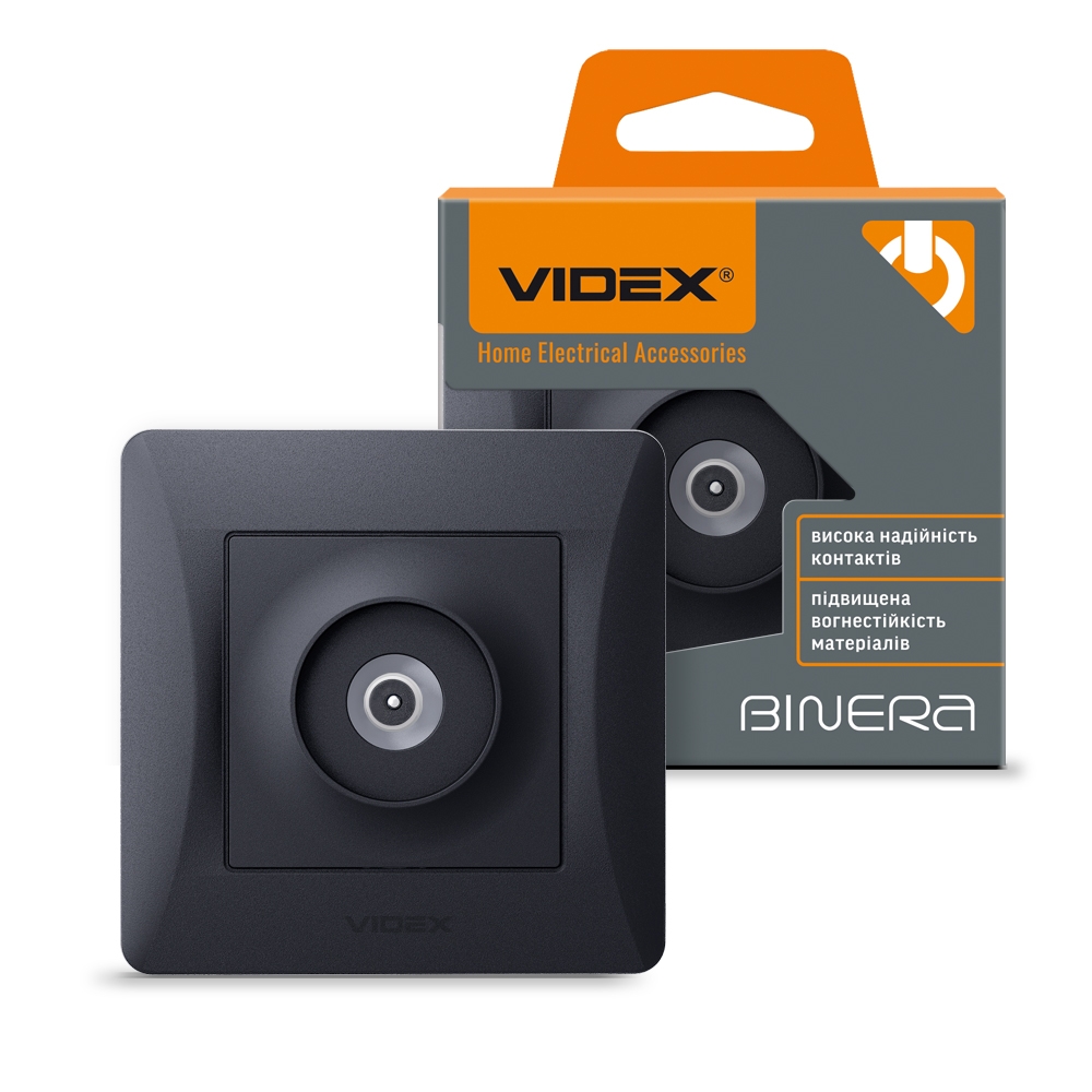 Розетка телевизионная VIDEX Binera черный графит