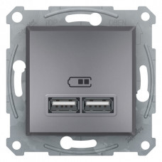 Розетка USB двойна 2.1А Asfora сталь