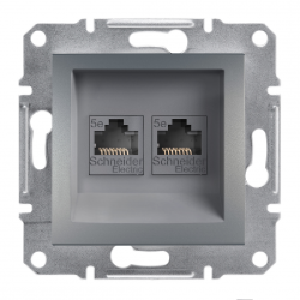 Розетка 2-ая компьютерная RJ45 Asfora сталь