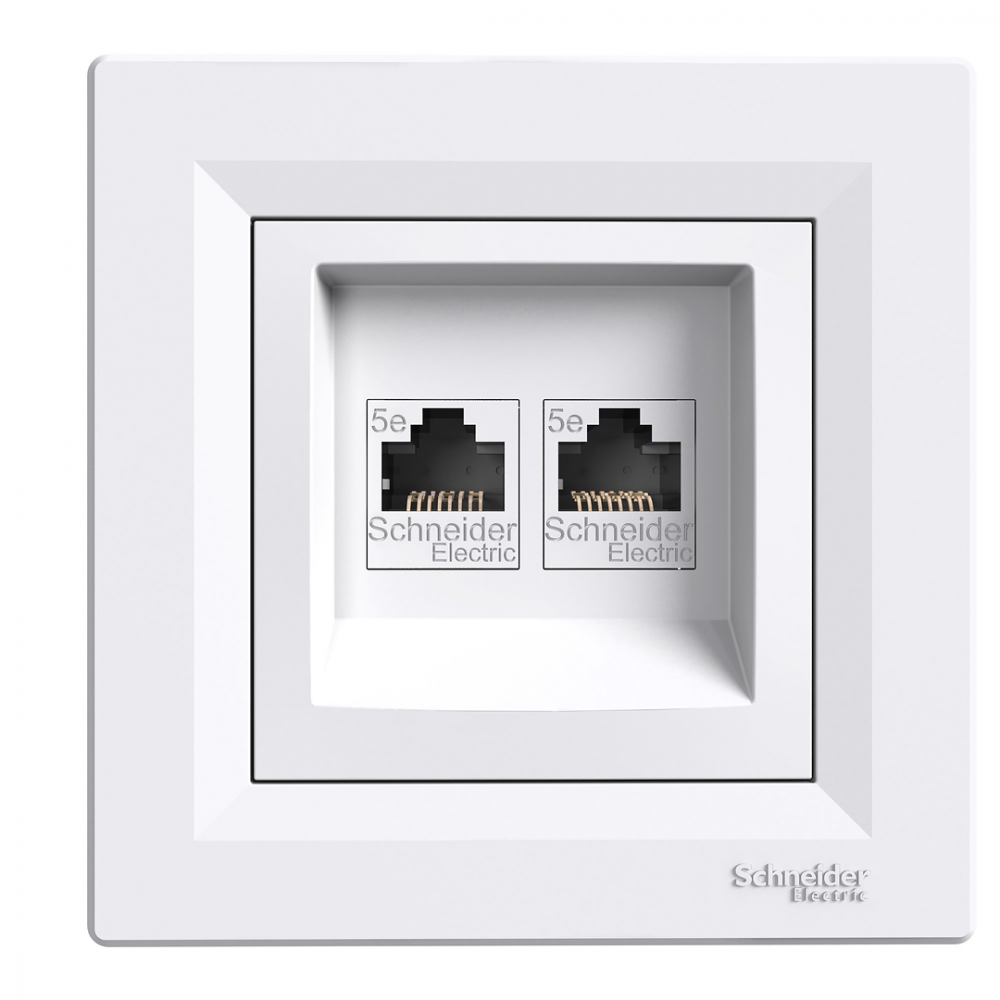 Розетка 2-а комп'ютерна RJ45 Asfora білий