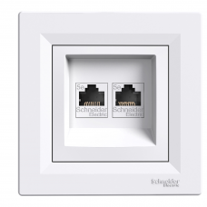 Розетка 2-а комп'ютерна RJ45 Asfora білий