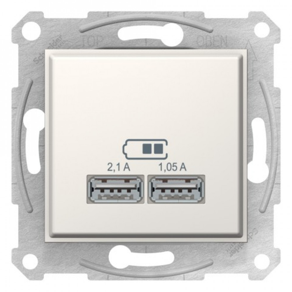 Розетка USB двойна 2.1А Sedna слонова кістка