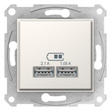 Розетка USB двойна 2.1А Sedna слонова кістка