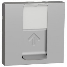 Розетка комп'ютерна RJ45, одинарна, кат 6 UTP, 2модуля, Unica NEW алюміній
