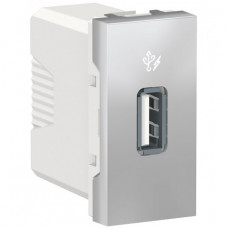 Розетка USB 2.0 зарядна 1,05А, 1 модуль Unica NEW алюміній