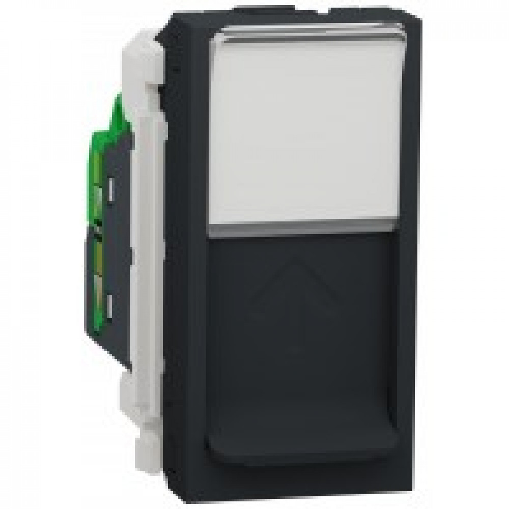 Розетка комп'ютерна RJ45,одинарна, кат5е UTP, 1модуль, Unica NEW графіт