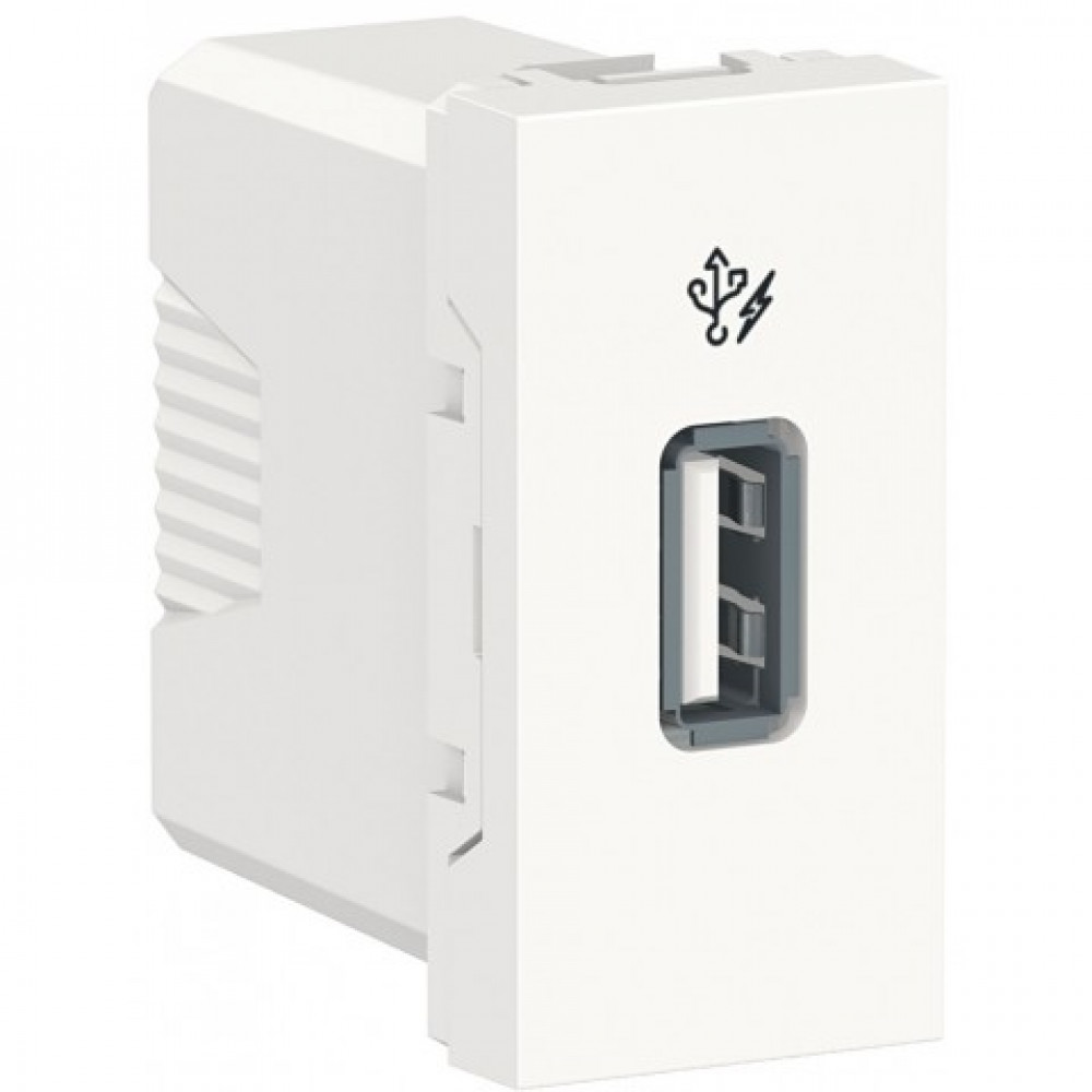 Розетка USB 2.0 зарядна 1,05А, 1 модуль Unica NEW білий