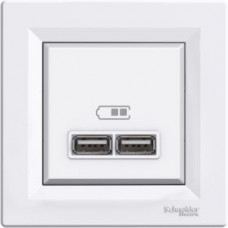 Розетка USB двойна  2.1А Asfora біла