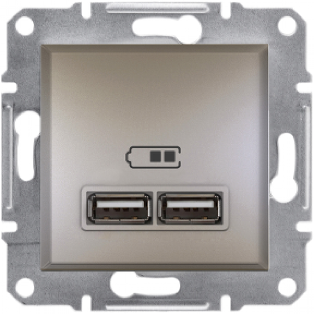 Розетка USB двойна 2.1А Asfora бронза