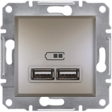 Розетка USB двойна 2.1А Asfora бронза