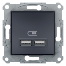 Розетка USB двойна 2.1А Asfora графіт