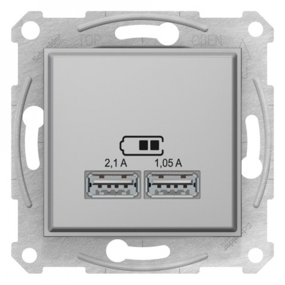 Розетка USB двойна 2.1А Sedna алюміній