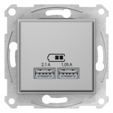 Розетка USB двойна 2.1А Sedna алюміній