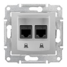 Розетка 2-а компьютерна RJ45 Sedna алюміній
