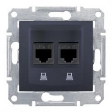 Розетка 2-а компьютерна RJ45 Sedna графіт