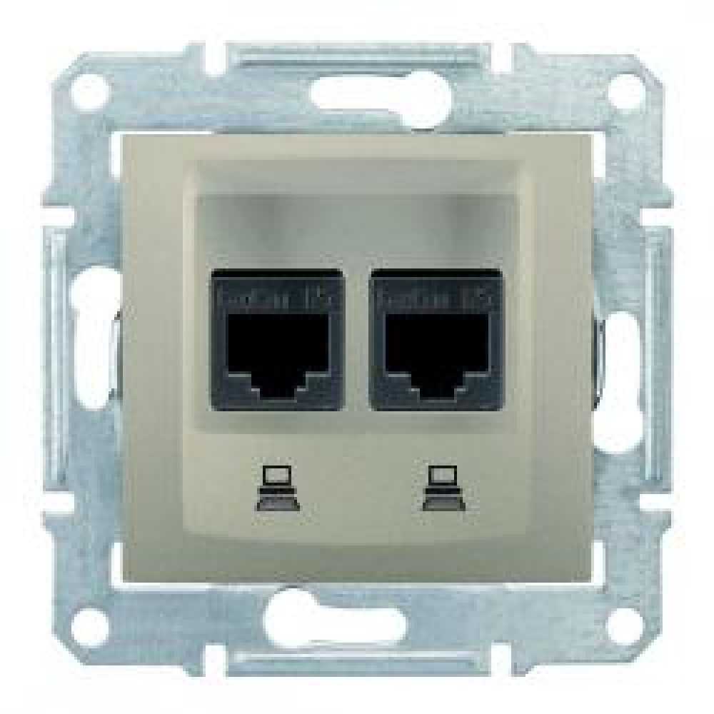 Розетка 2-а компьютерна RJ45 Sedna тітан