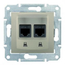 Розетка 2-а компьютерна RJ45 Sedna тітан
