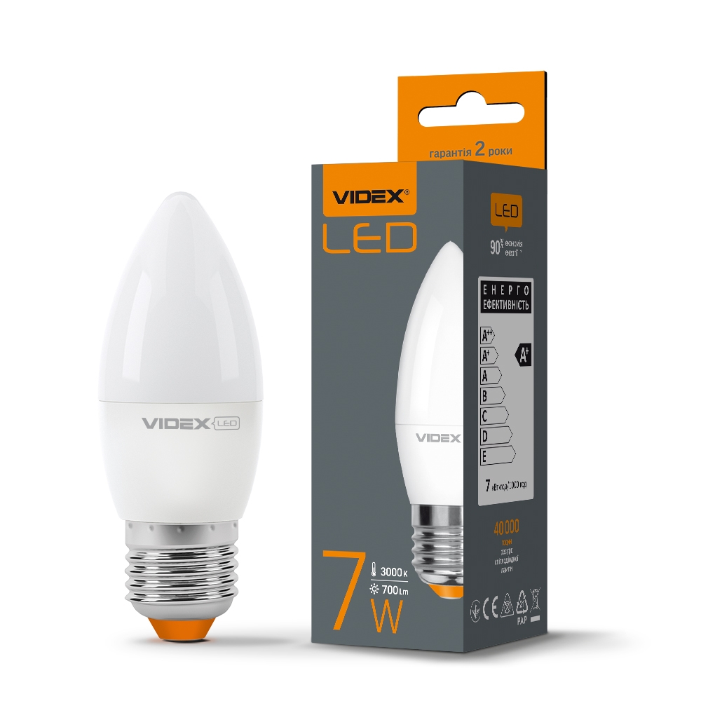 LED лампа Videx C37e 7W E27 4100K